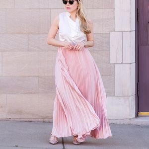 Pink Silk Maxi Skirt